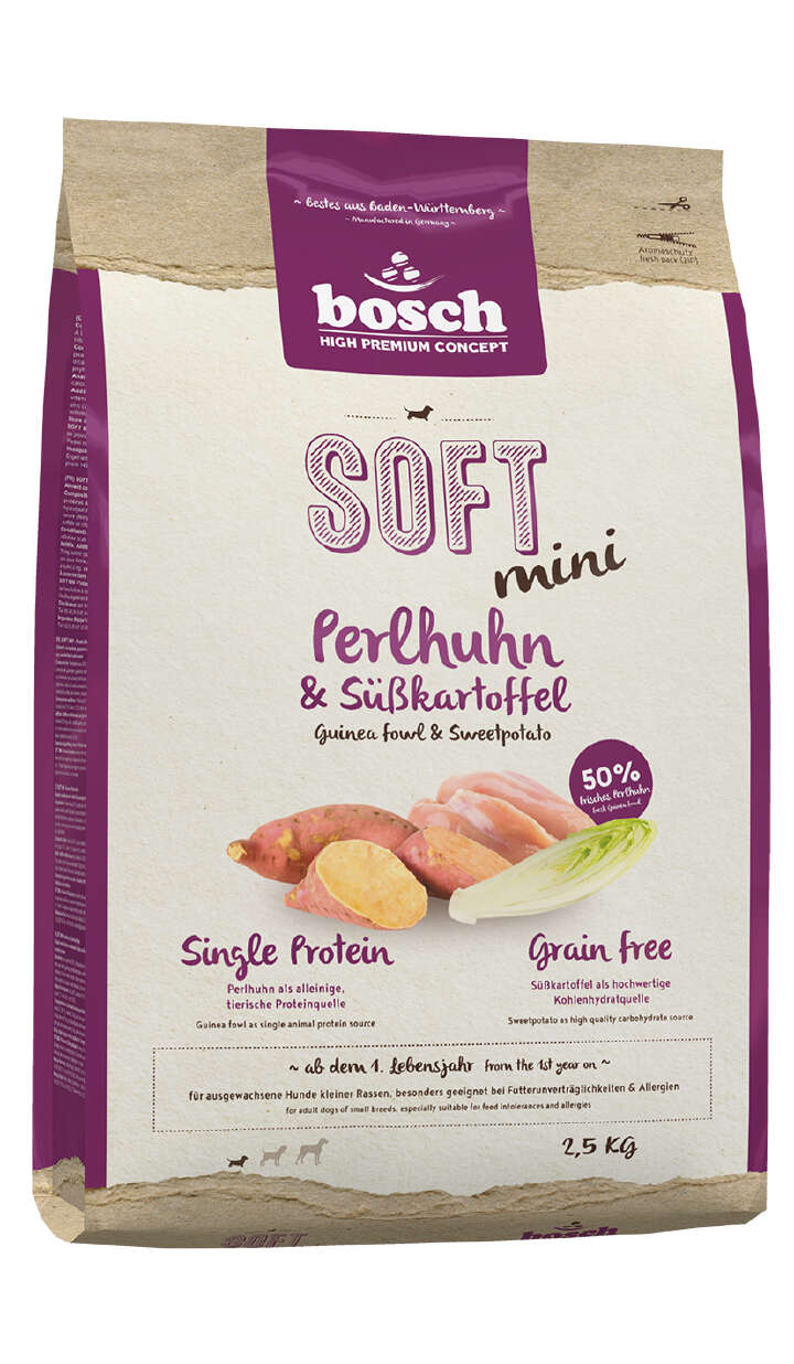 bosch Hunde-Trockenfutter HPC Soft Mini Perlhuhn+Süßkartoffel